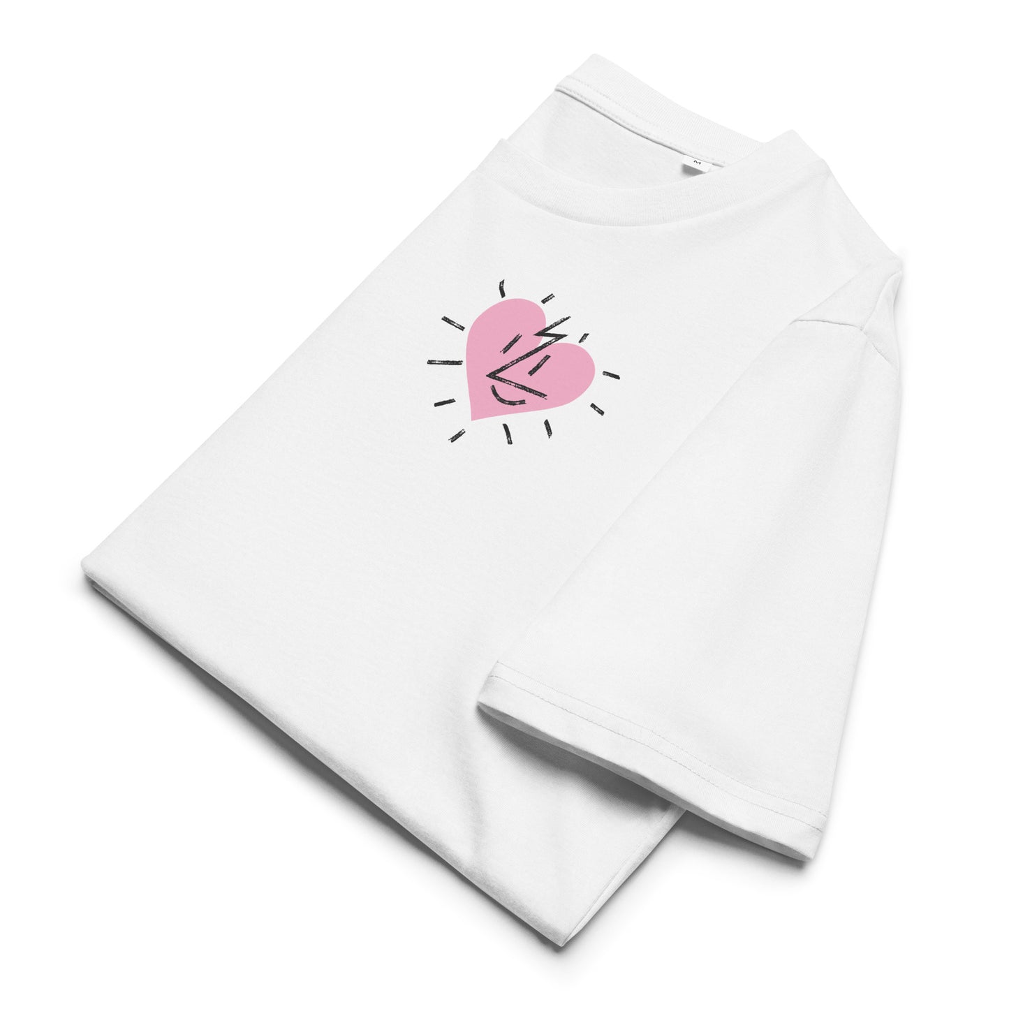Close-up of We Love Curves inclusive slogan on sustainable streetwear tee