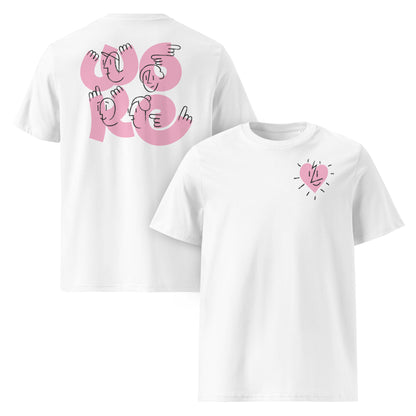 We Love Curves Woke FC organic cotton t-shirt — double front and back view