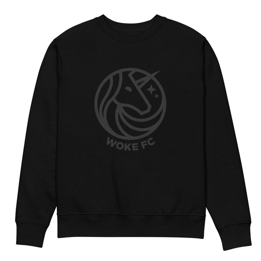 Woke FC badge organic cotton sweatshirt, sustainable woke football club style streetwear