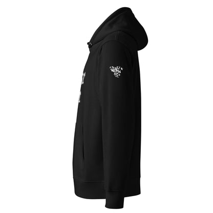 Sleeve print of Woke Life organic cotton hoodie
